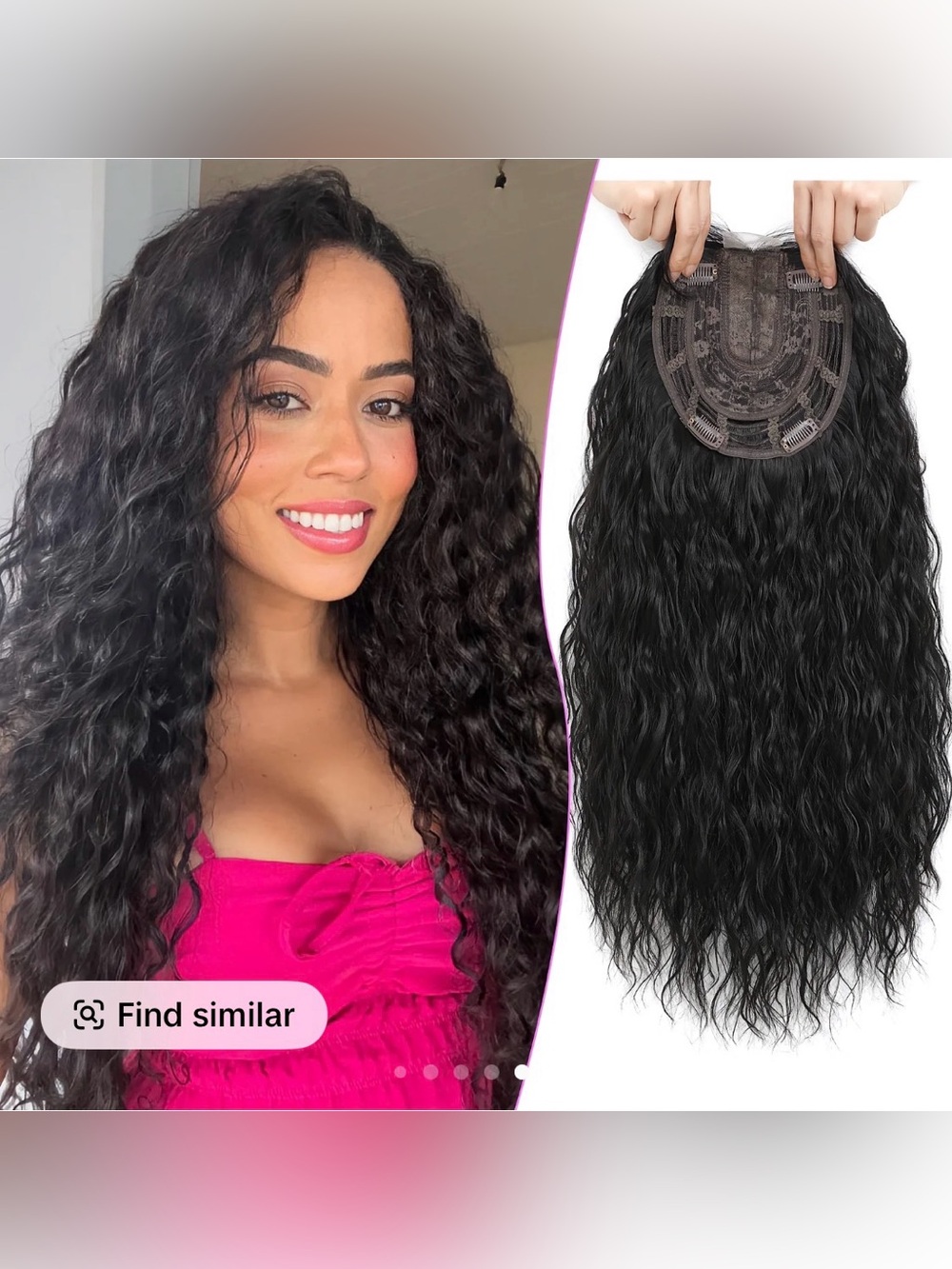 Dark Brown Natural Curly Synthetic Hair Topper 20” NWT